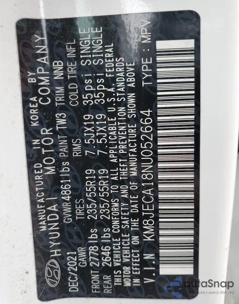 2022 Hyundai Tucson Limited z USA, uszkodzony, nr VIN KM8JECA18NU052664